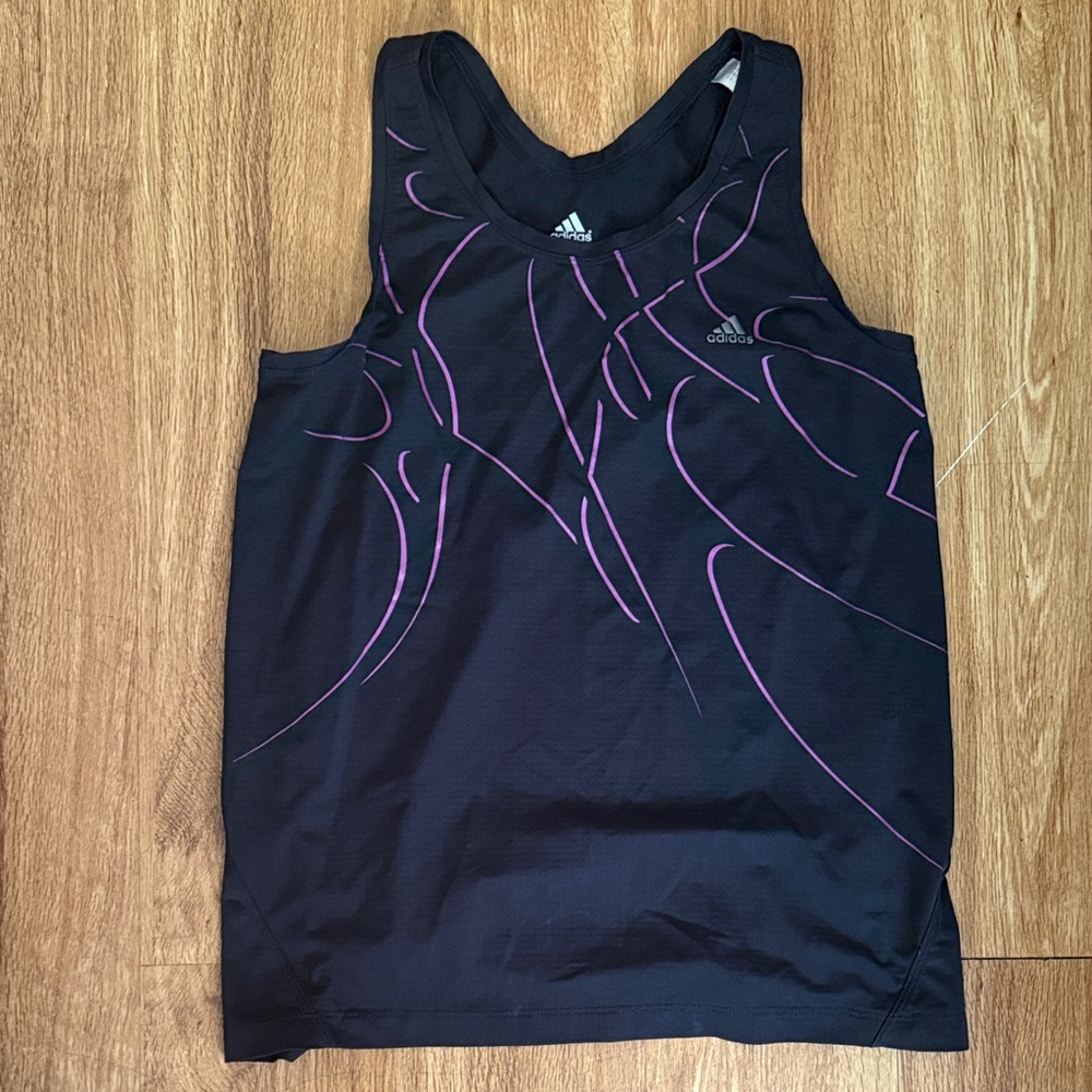Adidas Black and Purple Muscle Tee